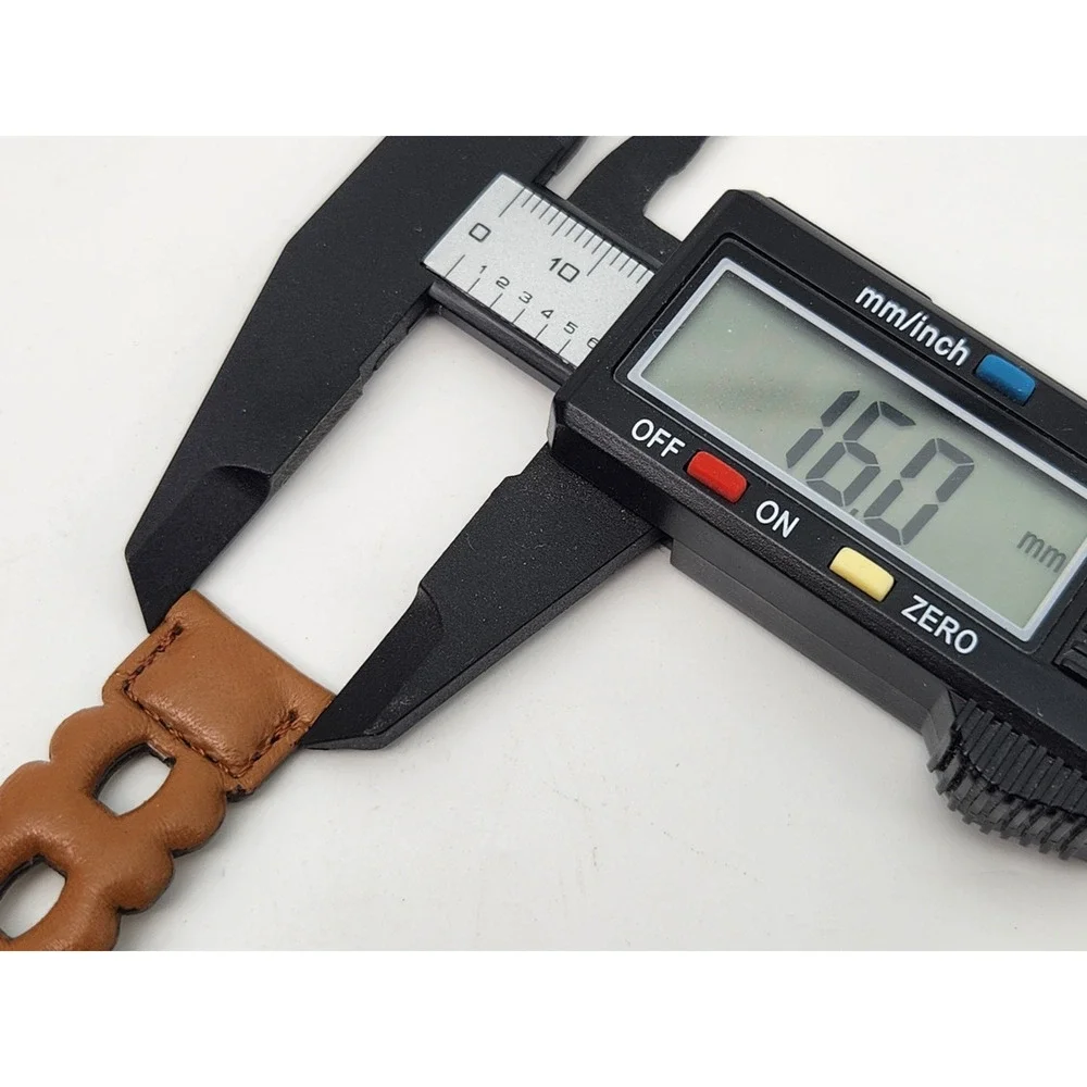 Vintage 16mm Hong Kong Cutout Pattern Brown Leather Watch Strap